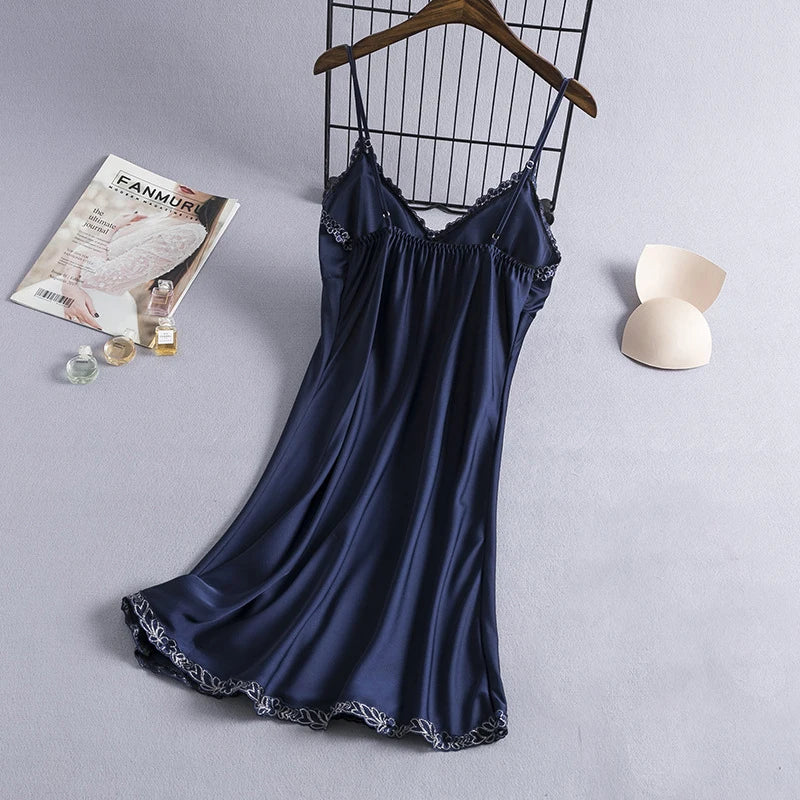 Sexy Nightdress Lady Sleepwear V-Neck Gown Mini Sleeveless Nightgown Women Sleepshirt Dress Summer Robe Suspender Pyjama