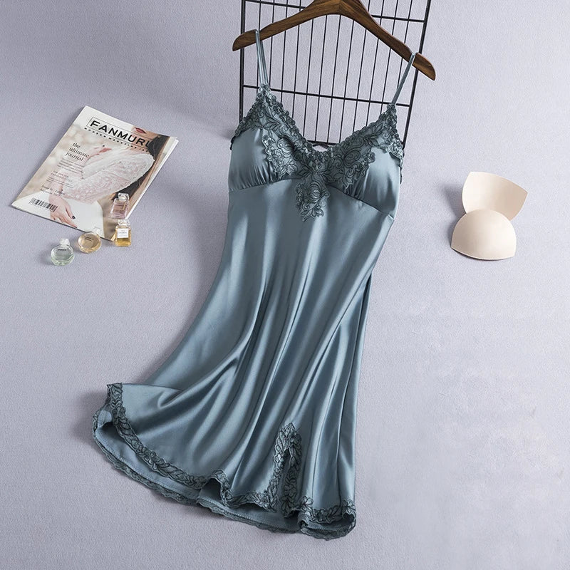 Sexy Nightdress Lady Sleepwear V-Neck Gown Mini Sleeveless Nightgown Women Sleepshirt Dress Summer Robe Suspender Pyjama