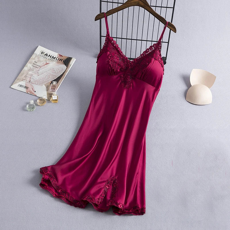 Sexy Nightdress Lady Sleepwear V-Neck Gown Mini Sleeveless Nightgown Women Sleepshirt Dress Summer Robe Suspender Pyjama