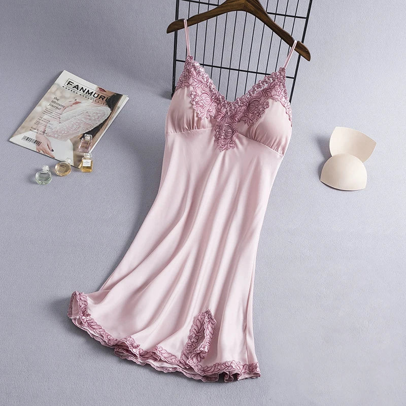 Sexy Nightdress Lady Sleepwear V-Neck Gown Mini Sleeveless Nightgown Women Sleepshirt Dress Summer Robe Suspender Pyjama