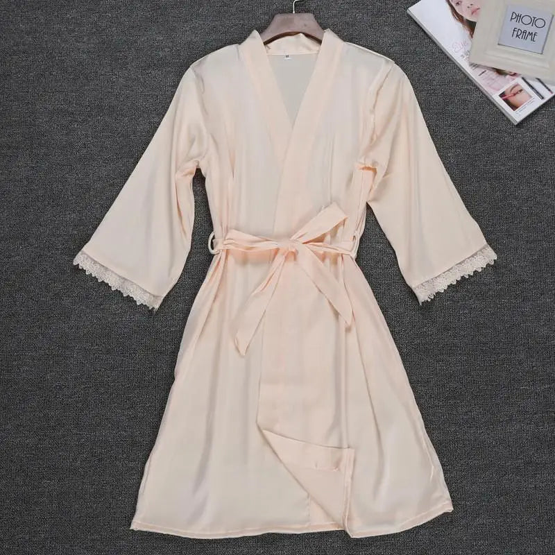 White Wedding Bride Bridesmaid Nightwear Summer New Women Robe Sexy Sleepwear Lace Intimate Lingerie Kimono Bath Gown M-XXL