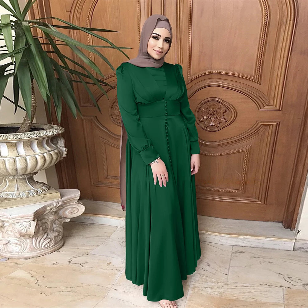 Abaya Dubai Turkey Silky Satin Muslim Dress Islam Dress Abayas Women Vestidos Robe Longue Vetement Femme Musulman De Mode F2639