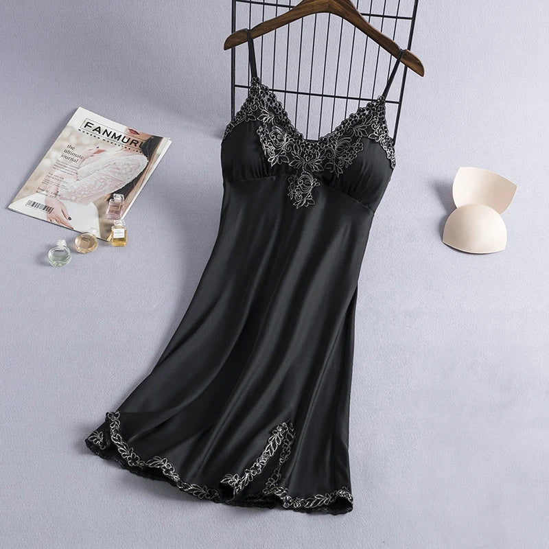 Sexy Nightdress Lady Sleepwear V-Neck Gown Mini Sleeveless Nightgown Women Sleepshirt Dress Summer Robe Suspender Pyjama