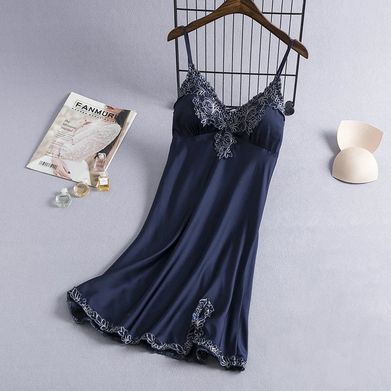 Sexy Nightdress Lady Sleepwear V-Neck Gown Mini Sleeveless Nightgown Women Sleepshirt Dress Summer Robe Suspender Pyjama