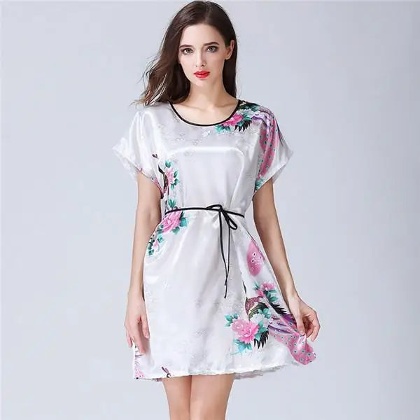 Spaghetti Strap Nightdress Women Summer New Satin Nightgown Lace Patchwork Sleepwear Intimate Lingerie Sexy Bathrobe Nightwear