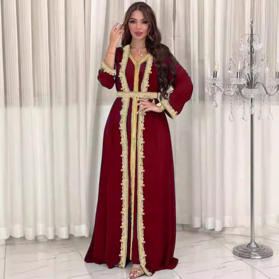 Middle East Cross-border Women's Clothing Wholesale Long Sleeve Two-piece Foreign Trade Dress Amazon Arabia Dubai Robes