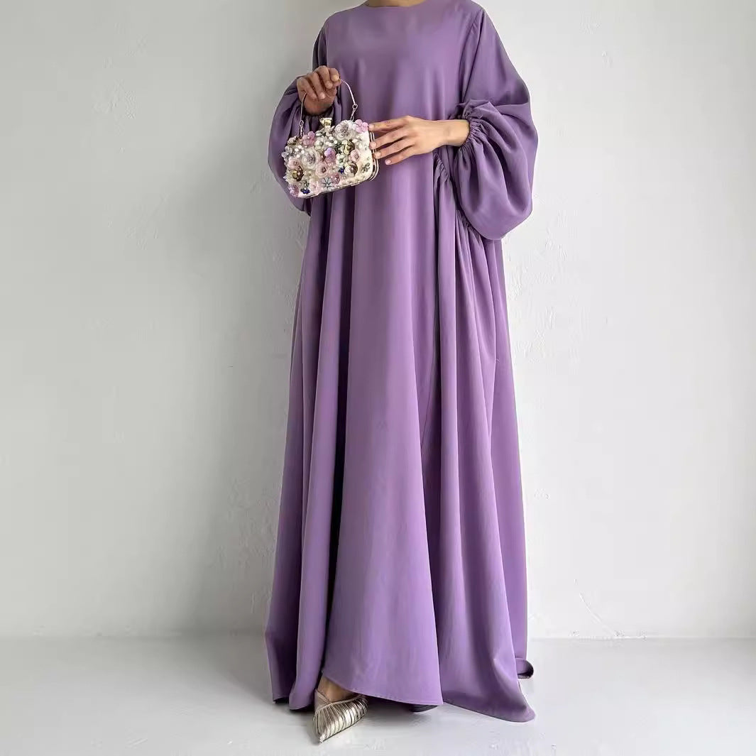 Cross-border Trade 2024 New Middle East Muslim Women's Plain Clothing Robe Abaya Dress Robe