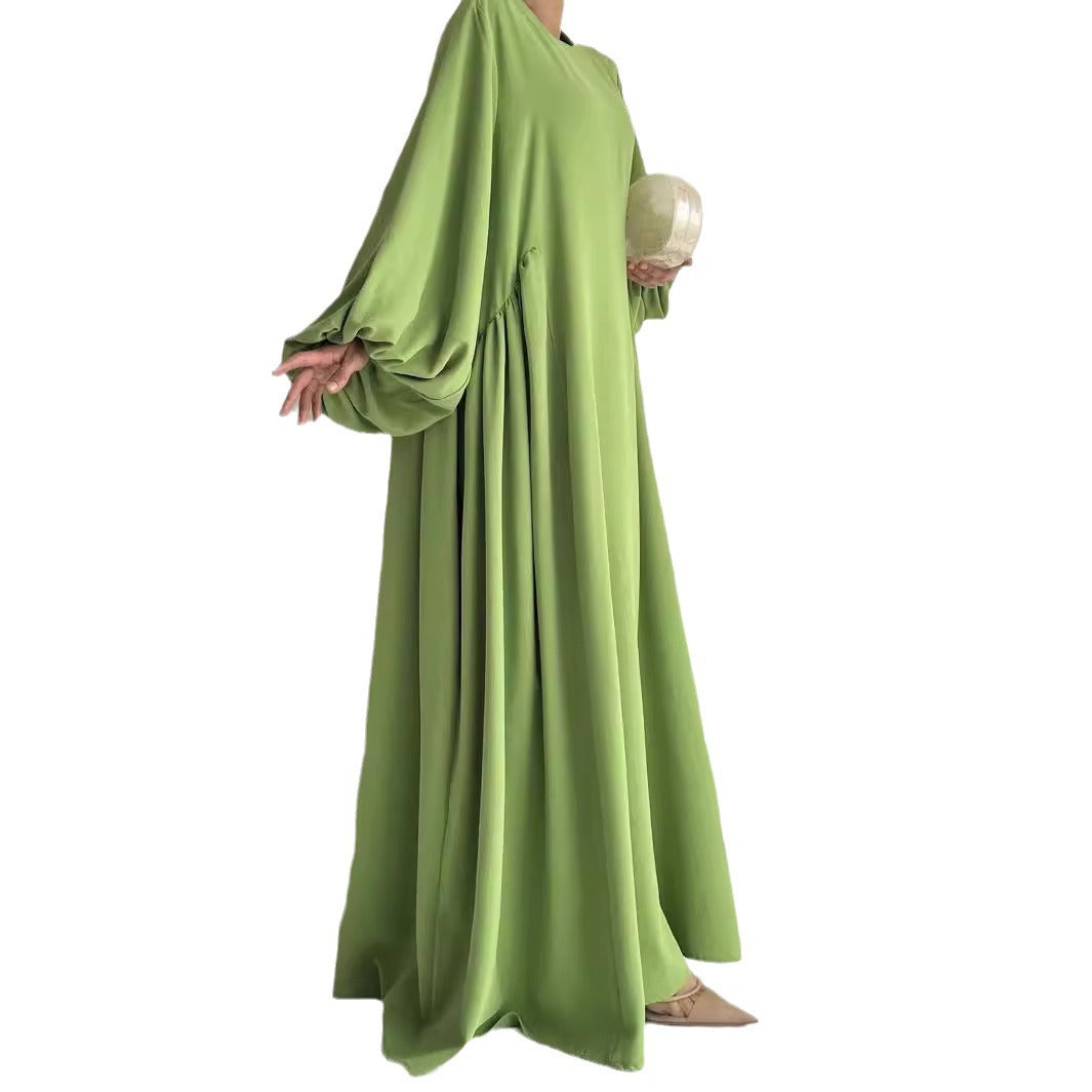 Cross-border Trade 2024 New Middle East Muslim Women's Plain Clothing Robe Abaya Dress Robe