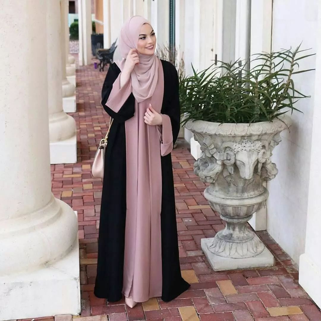 Fashion Muslim Abaya Cardigan Stitching Fake 2 Piece Dress