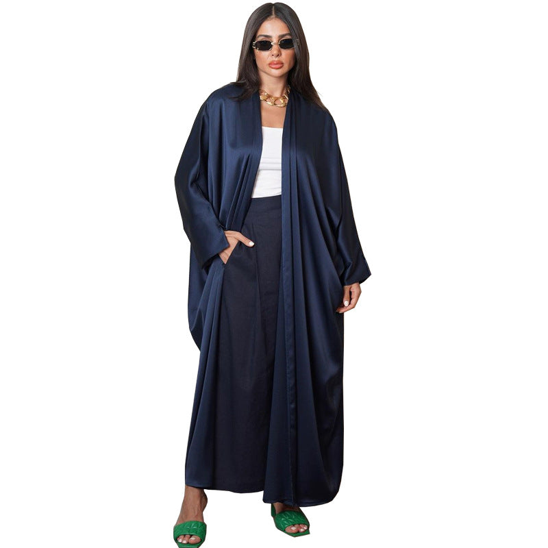 MQ071 European And American Long Women's Casual Robe Bright Soft And Comfortable Minimalist Ins Muslim Girl Abaya