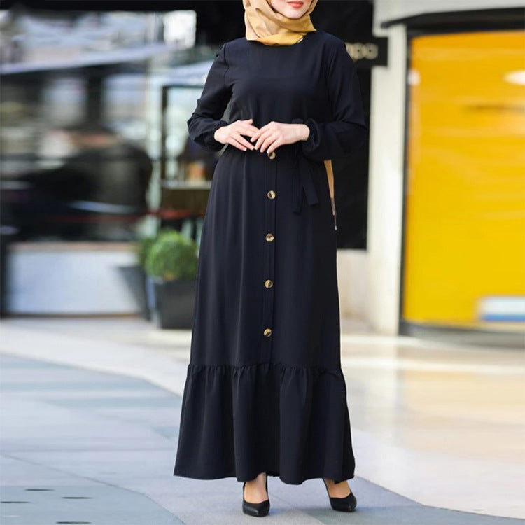 New Autumn Artistic Temperament Women&#039;s Pullover Round Neck Large Swing Dress