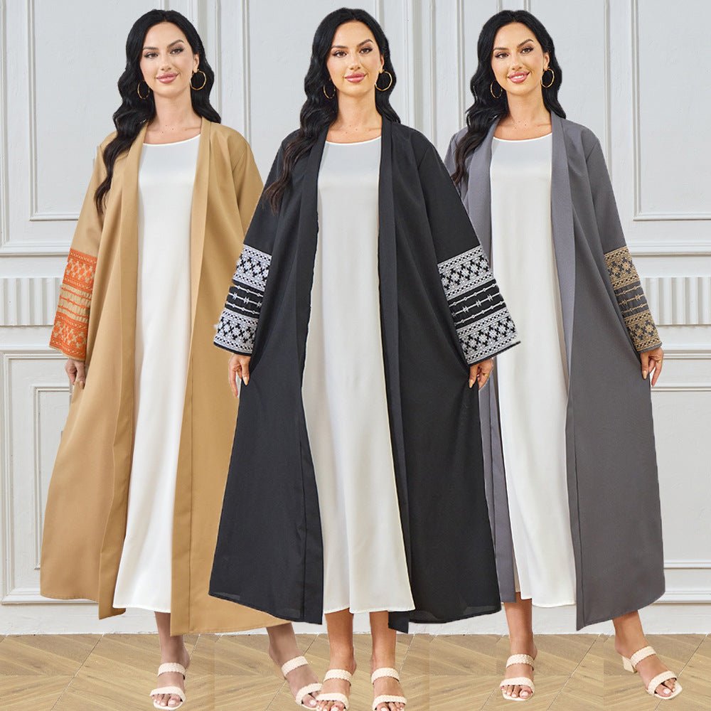 YLL02 Cross Border 2024abaya Middle East Muslim Fashion Elegant Cardigan Embroidered Dress Women's Robe