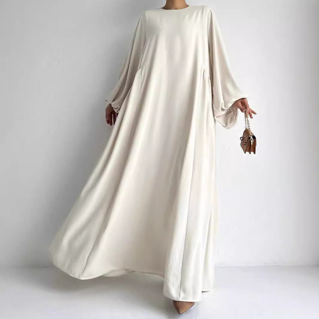 Cross-border Trade 2024 New Middle East Muslim Women's Plain Clothing Robe Abaya Dress Robe