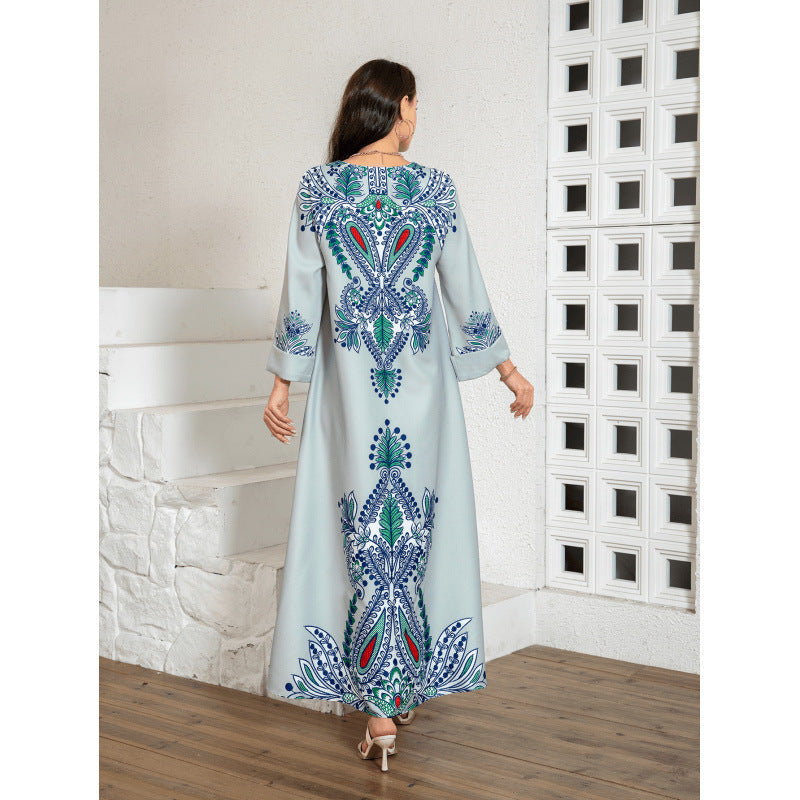 Middle East Cross-border Muslim Women's Robe Abaya Hot Diamond Beads Arab Dress Foreign Trade