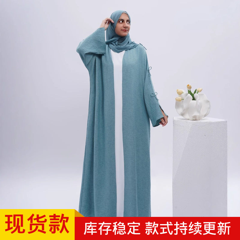 2025 New Spring And Summer Muslim Cardigan Women's In Stock Cross-border Amazon Speed Dubai Robe Skirt Abaya