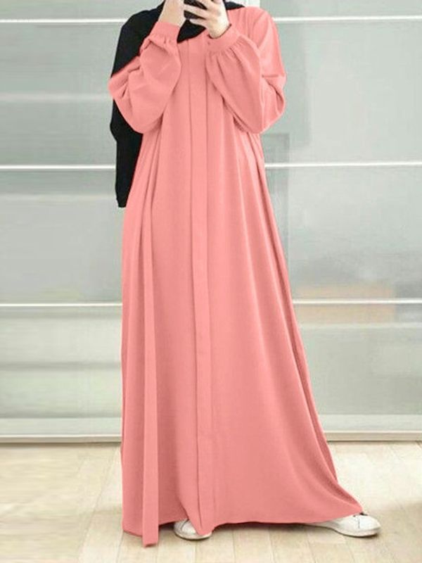 Muslim Dress Spring And Autumn New Fashion Long Sleeve Solid Color Robe Vest Ladies Casual Loose Maxi Dress