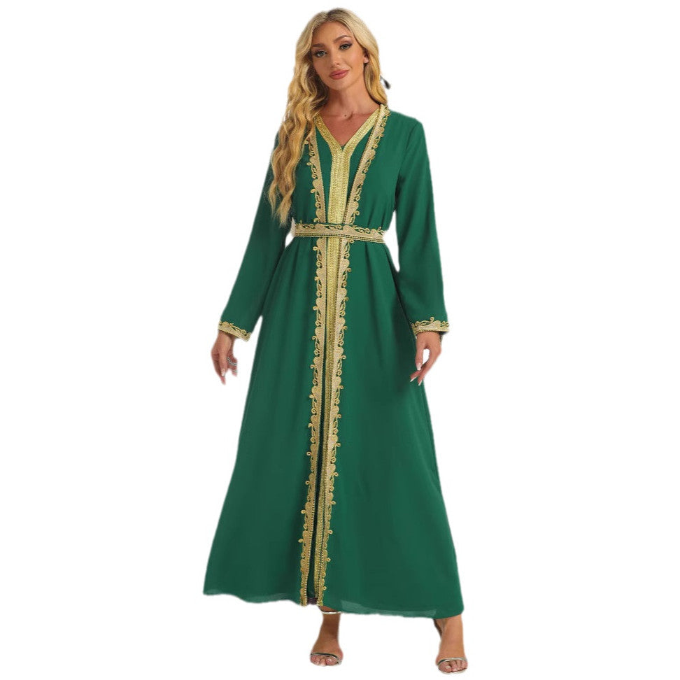 Middle East Europe And The United States Cross-border Women's Clothing Wholesale Long Sleeve Two-piece Foreign Trade Dress Arab Dubai Robes