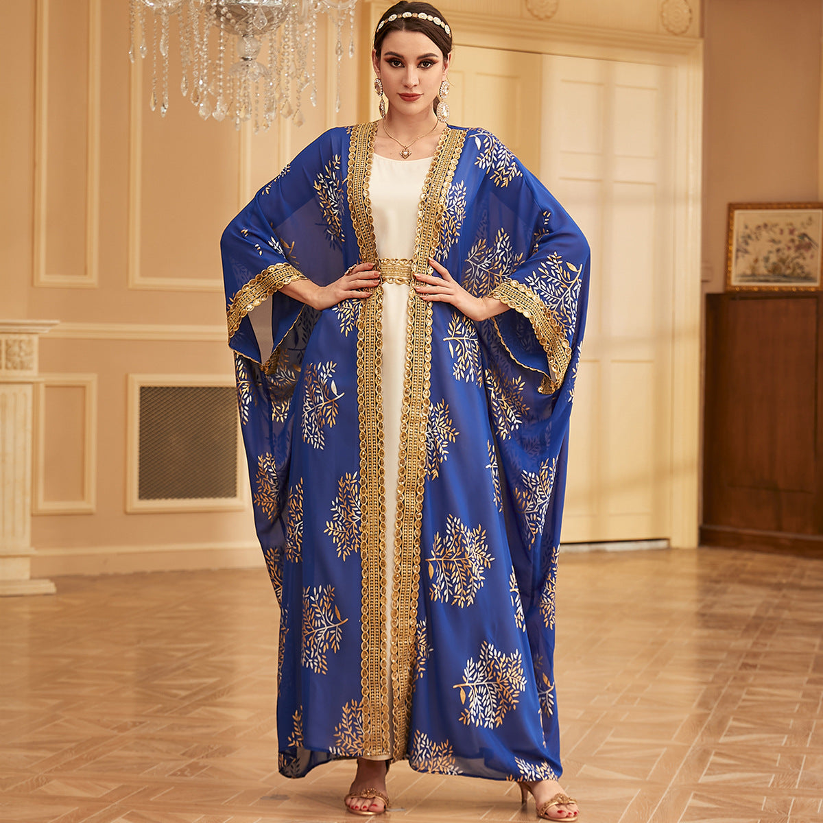 3911 Middle East Dubai Cross Border Arab Robe Fashion Bronzing Two-piece Dress