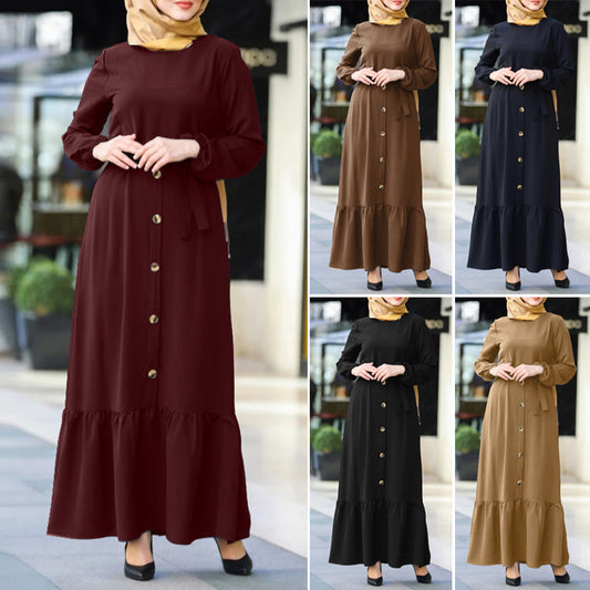 New Autumn Artistic Temperament Women&#039;s Pullover Round Neck Large Swing Dress