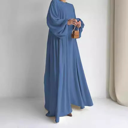 Cross-border Trade 2024 New Middle East Muslim Women's Plain Clothing Robe Abaya Dress Robe