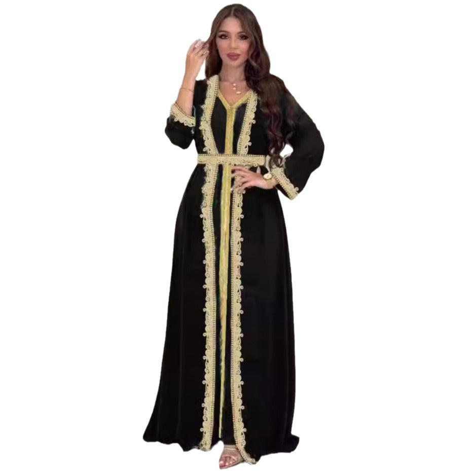 Middle East Cross-border Women's Clothing Wholesale Long Sleeve Two-piece Foreign Trade Dress Amazon Arabia Dubai Robes