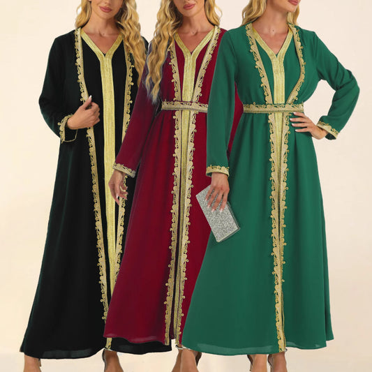 Middle East Europe And The United States Cross-border Women's Clothing Wholesale Long Sleeve Two-piece Foreign Trade Dress Arab Dubai Robes