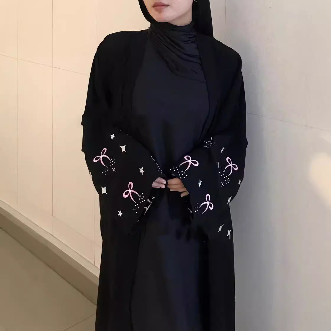 F429 Foreign Trade Cross-border E-commerce Dubai Arab Embroidered Hot Rhinestone Robe Fashion Outer Wear Abaya Robe In Stock