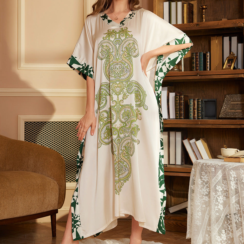 Cross-border New Spring And Autumn Sexy Pajamas High-end Sense Long Fashion Satin Long Sleeve Nightdress Women DP3390