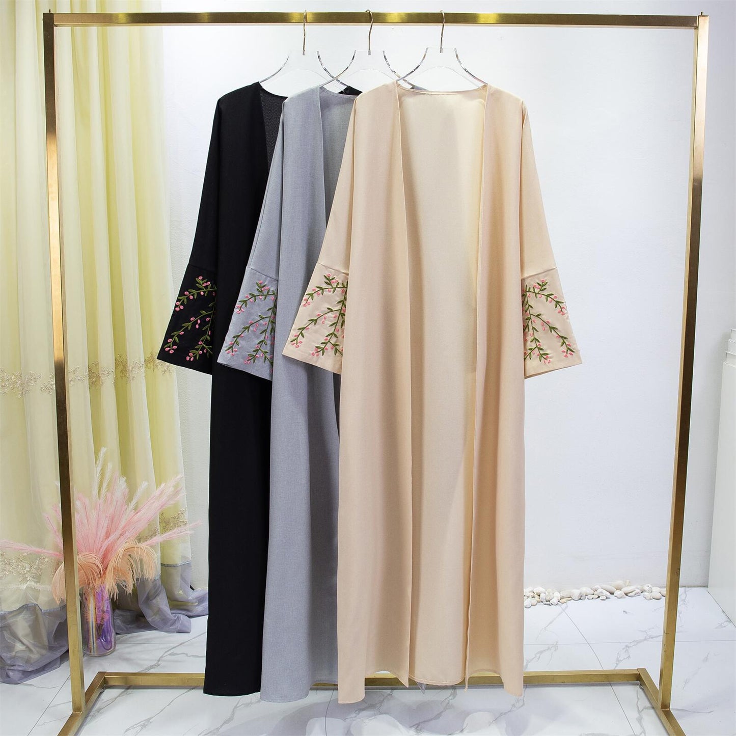 Cross-border Trade AliExpress Amazon Abaya Clothing Embroidered Dress Flower Embroidered Cardigan Robe