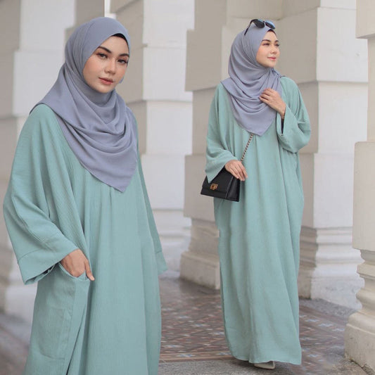 Tiktok Middle East Muslim Fashion Robe Solid Color Women&#039;s Dress