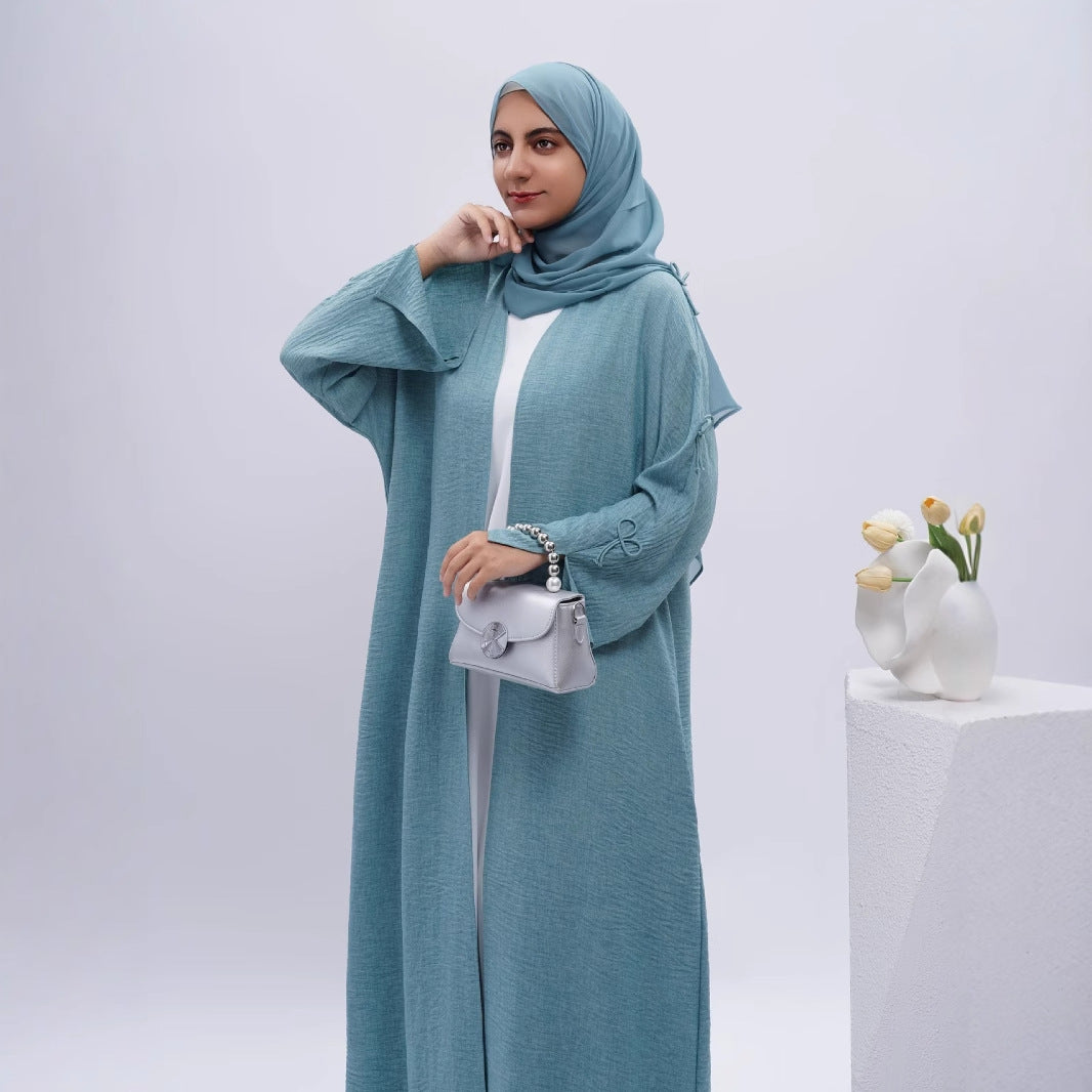 2025 New Spring And Summer Muslim Cardigan Women's In Stock Cross-border Amazon Speed Dubai Robe Skirt Abaya