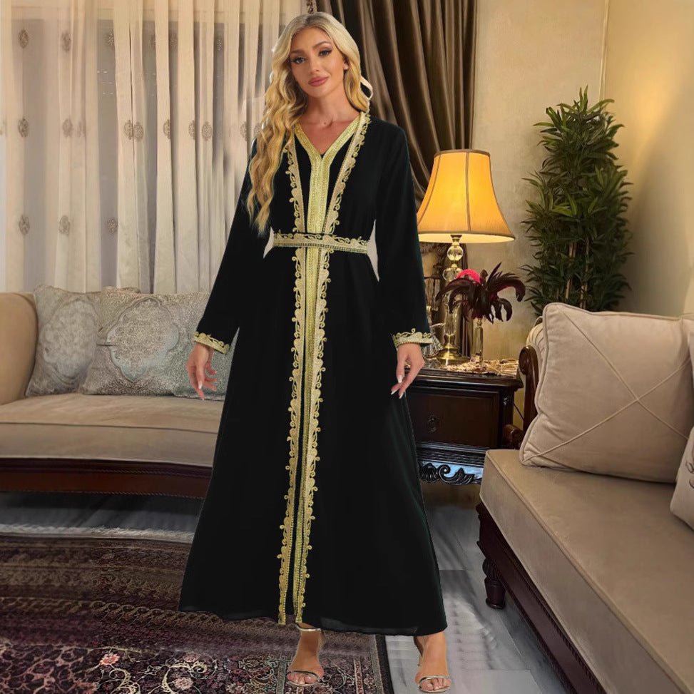 Middle East Europe And The United States Cross-border Women's Clothing Wholesale Long Sleeve Two-piece Foreign Trade Dress Arab Dubai Robes