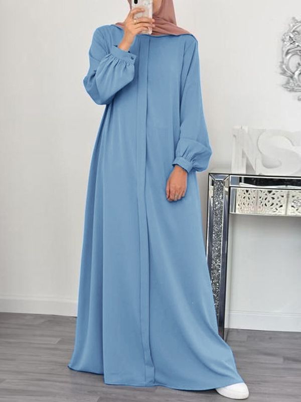 Muslim Dress Spring And Autumn New Fashion Long Sleeve Solid Color Robe Vest Ladies Casual Loose Maxi Dress