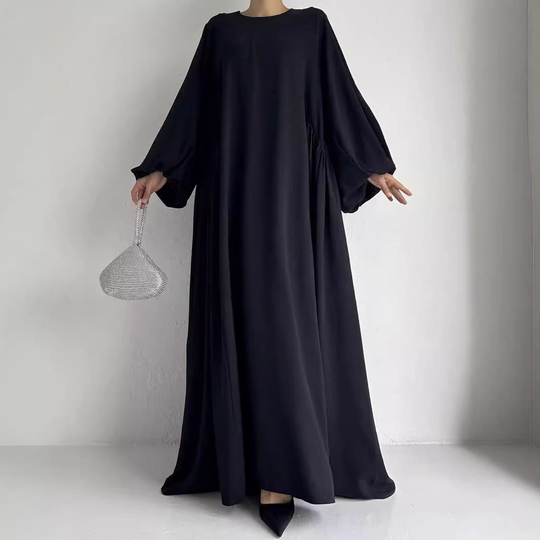 Cross-border Trade 2024 New Middle East Muslim Women's Plain Clothing Robe Abaya Dress Robe