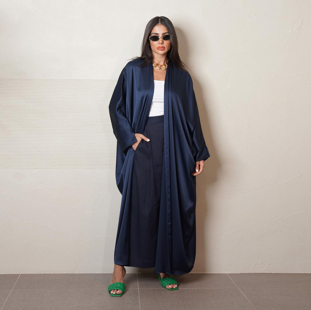 MQ071 European And American Long Women's Casual Robe Bright Soft And Comfortable Minimalist Ins Muslim Girl Abaya