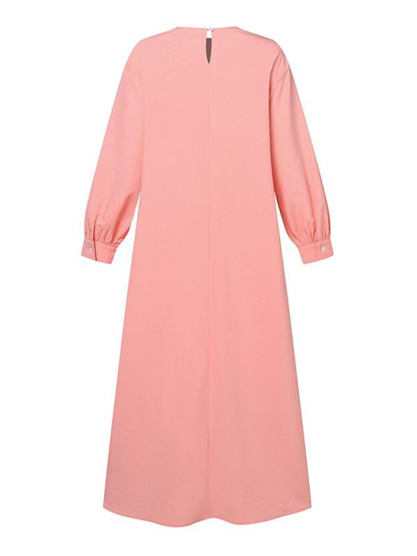 Muslim Dress Spring And Autumn New Fashion Long Sleeve Solid Color Robe Vest Ladies Casual Loose Maxi Dress