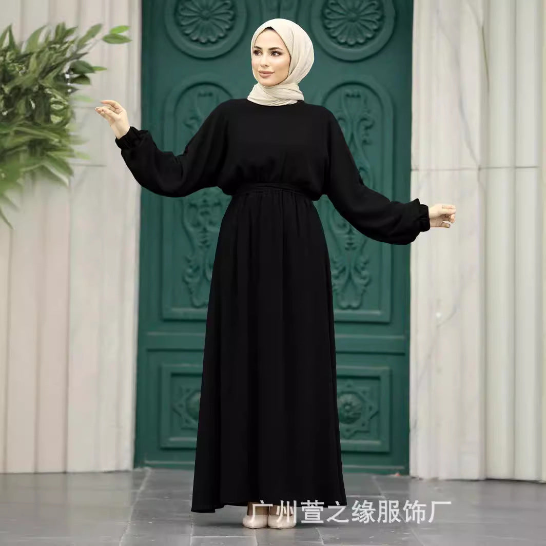 Muslim Middle Eastern Women Fashion Bat Sleeve Dress Abaya Long Dress Muslim Arab Dress Long Sleeve