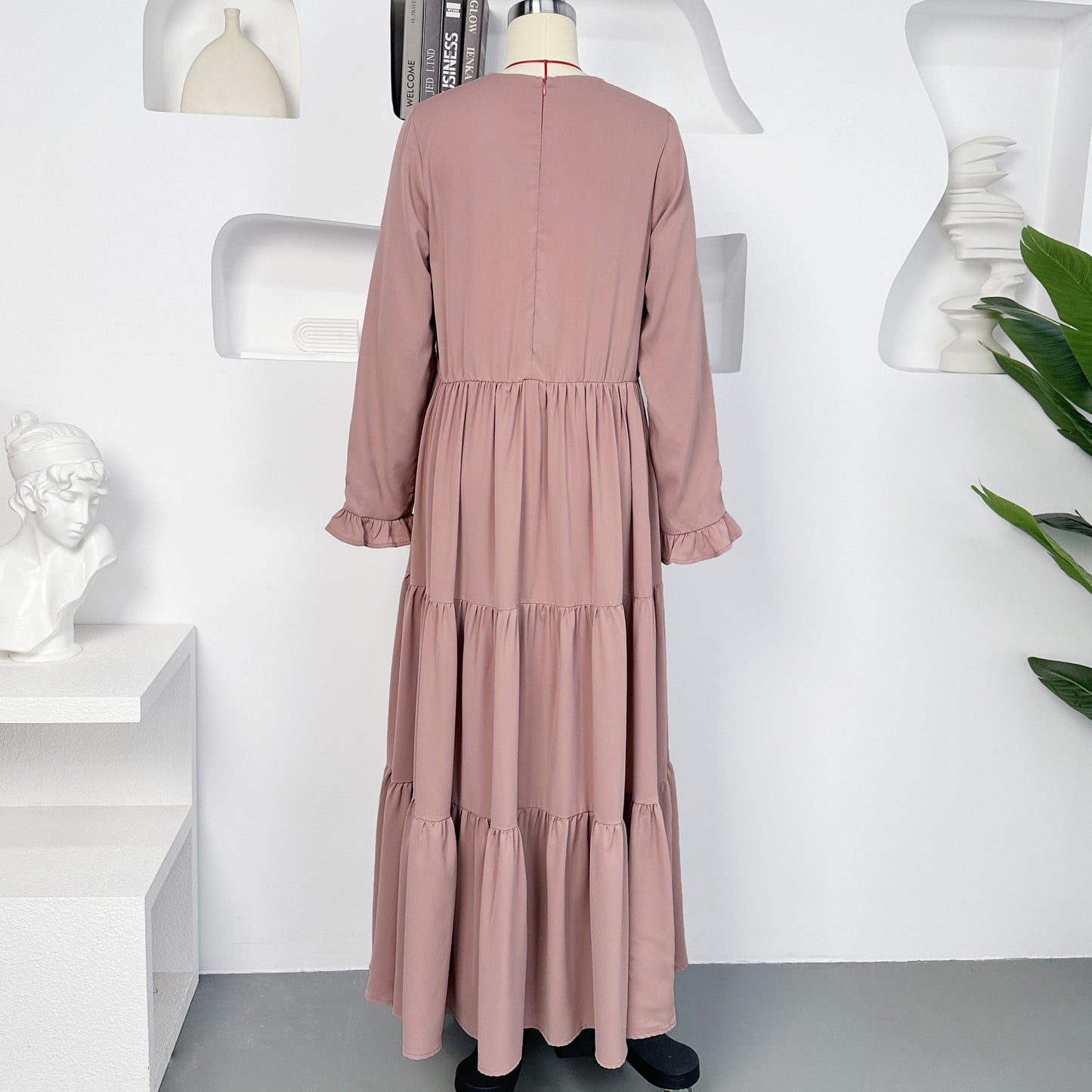 Abaya Cross-border Trade TikTok Middle East Dubai Dress Muslim Women's Casual Loose Crewneck Dress