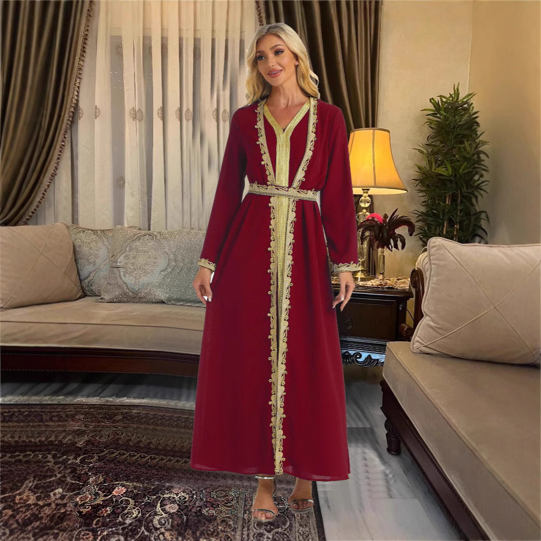 Middle East Europe And The United States Cross-border Women's Clothing Wholesale Long Sleeve Two-piece Foreign Trade Dress Arab Dubai Robes