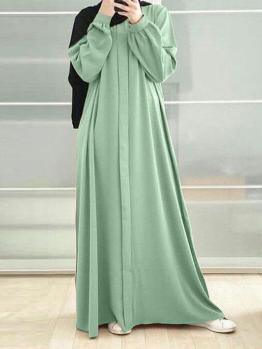 Muslim Dress Spring And Autumn New Fashion Long Sleeve Solid Color Robe Vest Ladies Casual Loose Maxi Dress