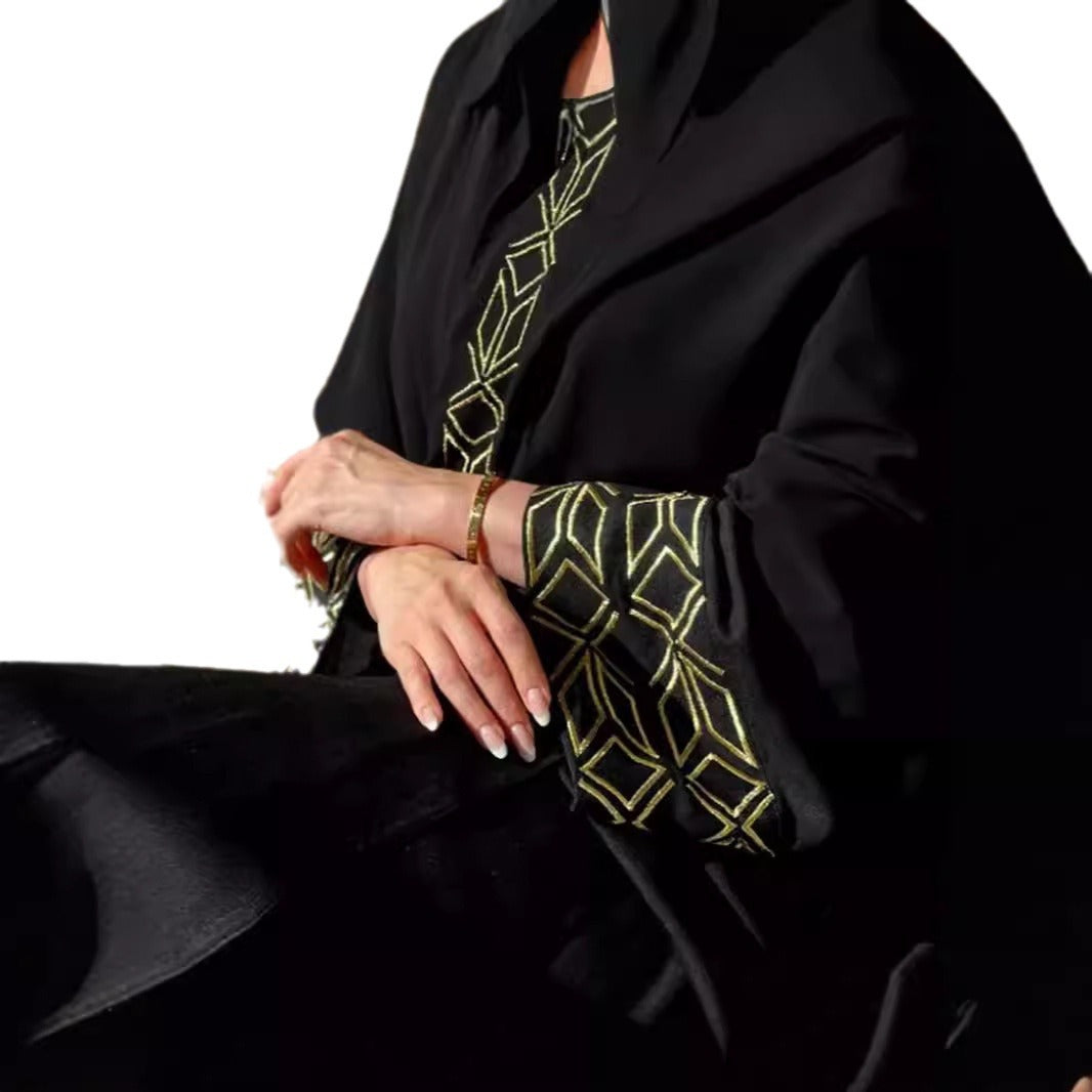 F419 Foreign Trade Cross-border E-commerce Independent Station Arab Embroidery Embroidered Robe Fashion Outer Wear Abaya Robe