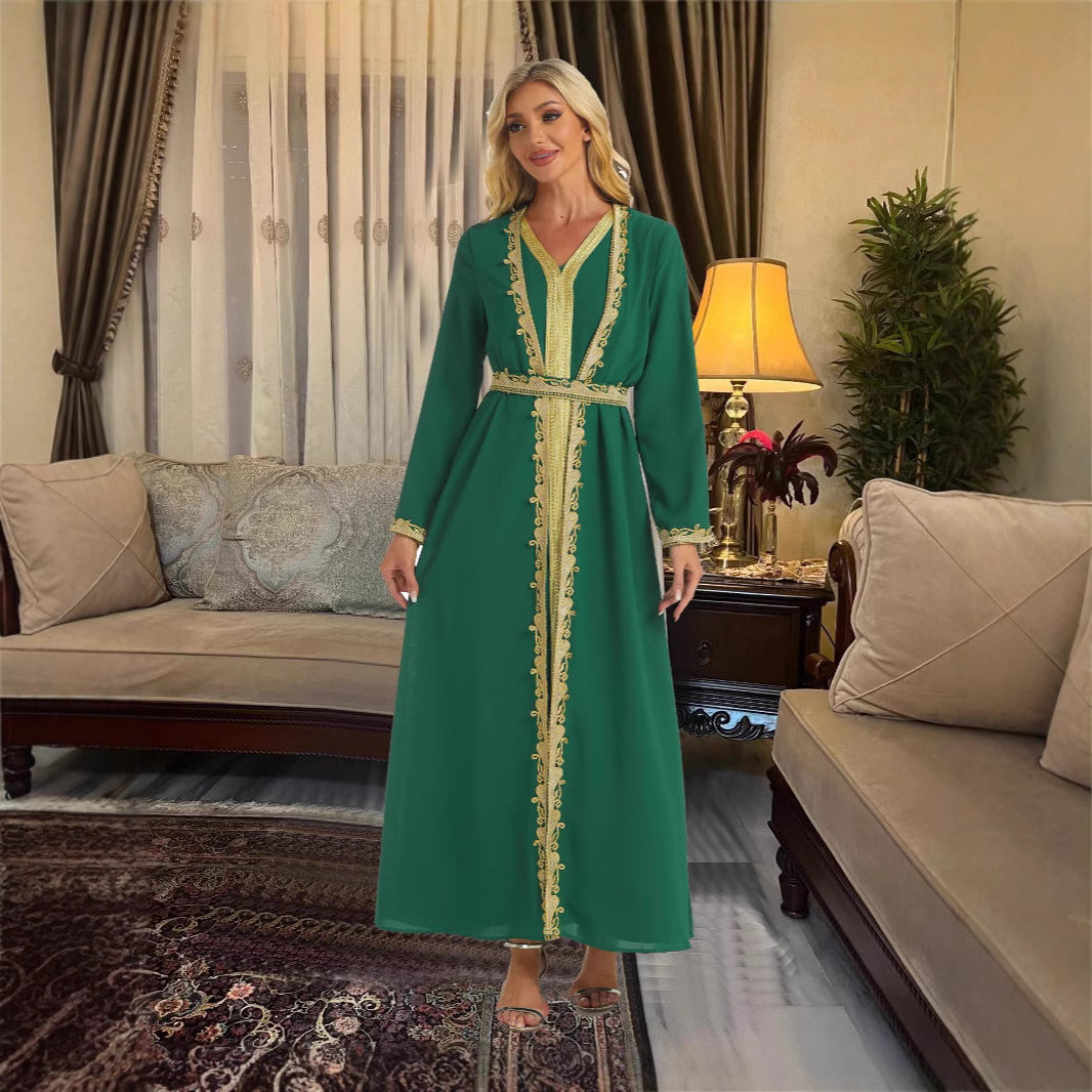 Middle East Europe And The United States Cross-border Women's Clothing Wholesale Long Sleeve Two-piece Foreign Trade Dress Arab Dubai Robes