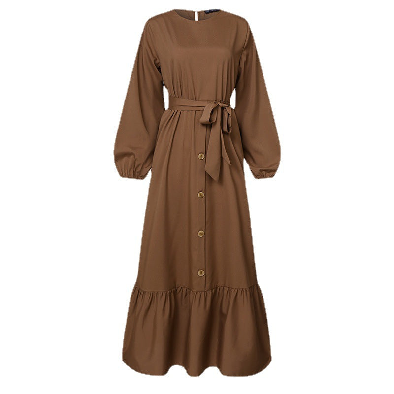 New Autumn Artistic Temperament Women&#039;s Pullover Round Neck Large Swing Dress