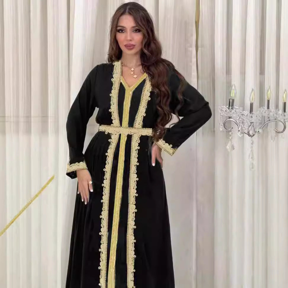 Middle East Cross-border Women's Clothing Wholesale Long Sleeve Two-piece Foreign Trade Dress Amazon Arabia Dubai Robes