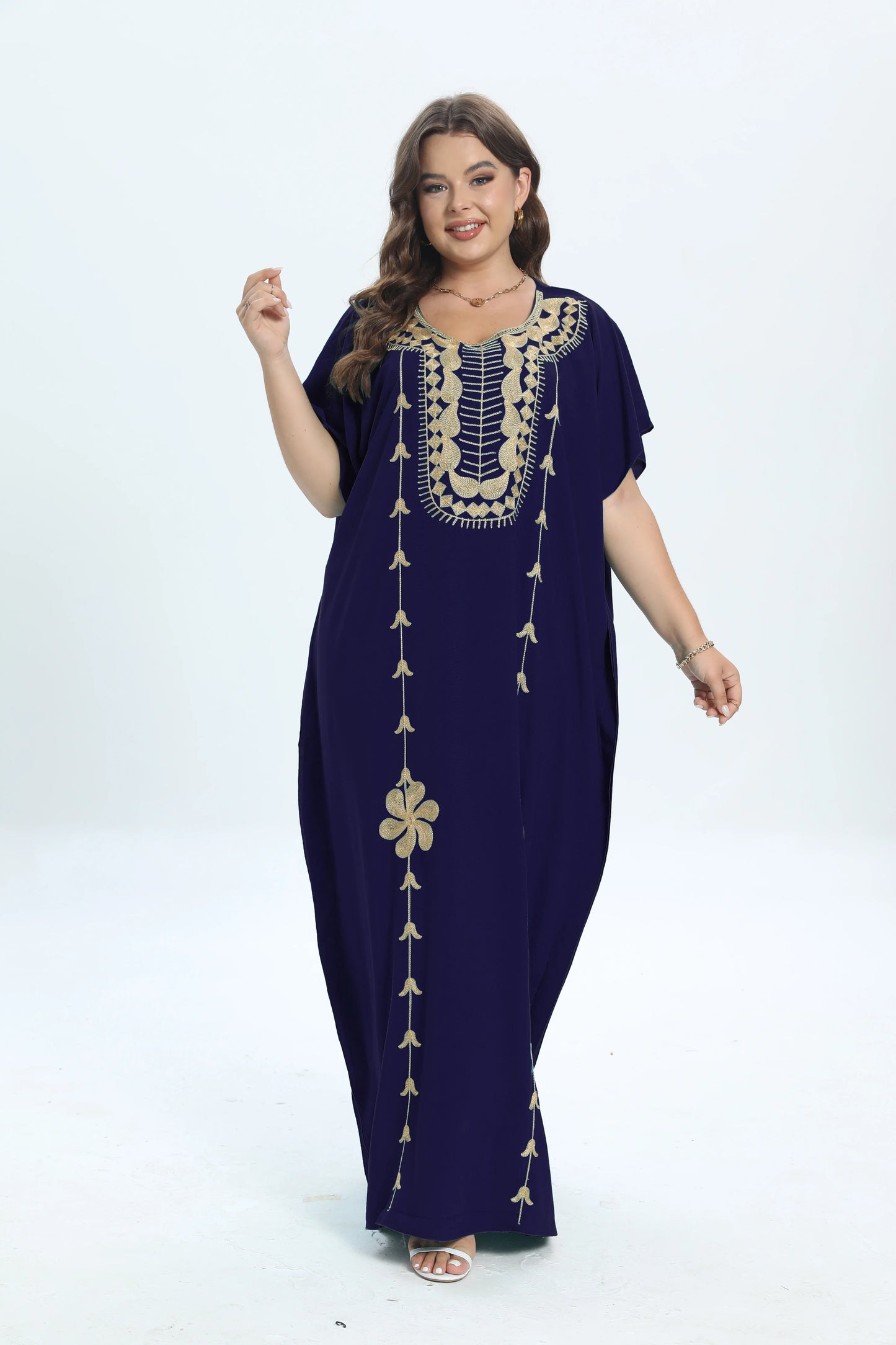 African Plus Size Dashiki Cotton Traditional Dress Abaya For Womens Moroccan Loose For Women's Kaftan Short Sleeve Cover up