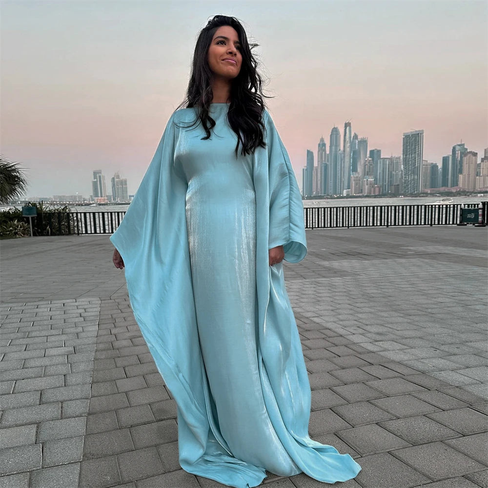 ramadan Eid Abayas For Women Modest Fashion Shimmer Batwing Satin Abaya Dubai Luxury 2024 Muslim Kaftan Dress Kebaya Vestidos