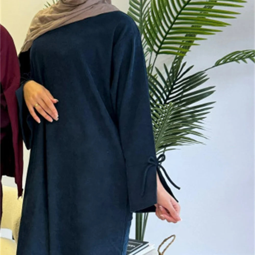 2024 Ramadan New Black Eid Modest Warm Winter Abayas Muslim Women Abaya Dress Robe  Arabe Female Morocco Kaftan Islam Clothing