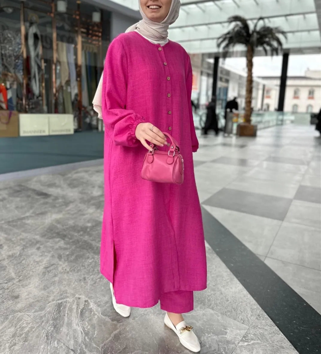 Muslim Dress for Women Blouse 2 Piece Set Long Sleeve Abaya Shirt Wide Leg Pant Suits Arabic Dubai Dresses Musulman Ensembles