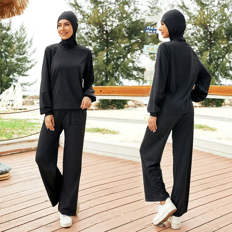 summer Muslim Women 3 Swimwear Set Hijab Swimsuit Maxi Dress Full Cover Up Islam Maillot summer Abaya Dubai Modest Swimwear