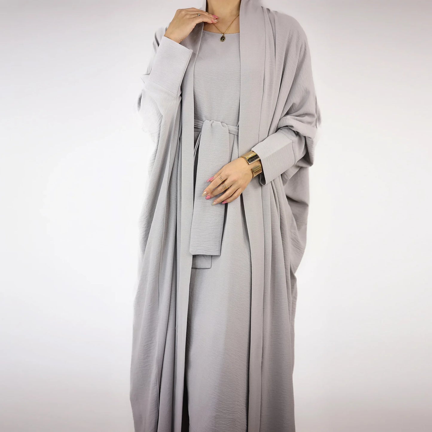 Fashion Womens Muslim Kimono Cardigan Ramadan Dubai Turkey Eid Dress Islamic Comfortable Abaya Two Piece Sets Womens Outifits